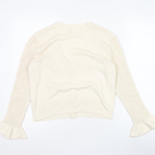 Savida Women’s Beige Open Knit V-Neck Cardigan Size 12