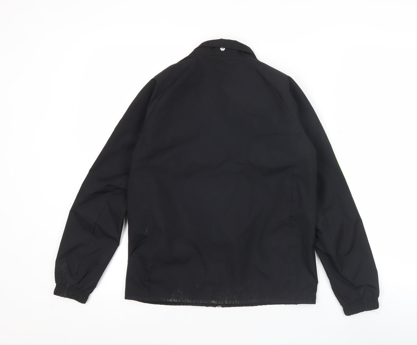 Adidas Boys Black Green 9-10 Years Windbreaker Jacket ClimaProof Lined Zip