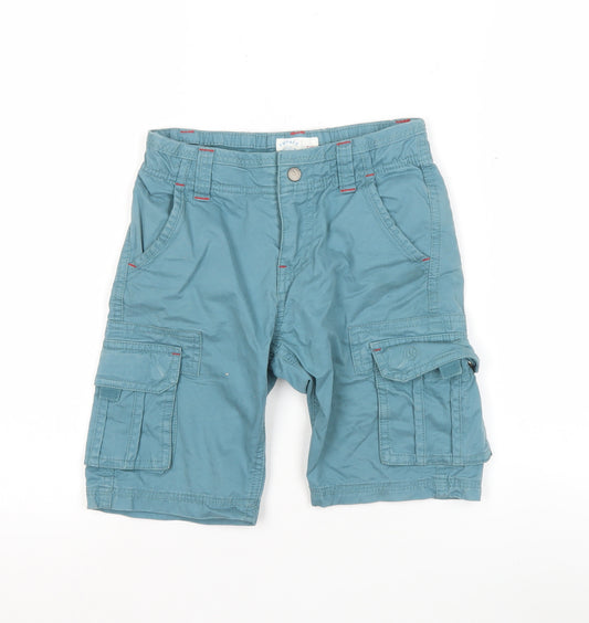 FatFace Boys Blue Cargo Shorts 7-8 Years Cotton Twill Summer Casual