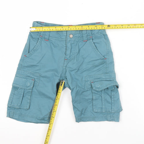 FatFace Boys Blue Cargo Shorts 7-8 Years Cotton Twill Summer Casual