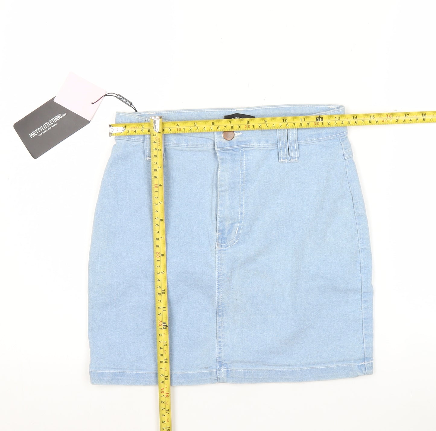 PrettyLittleThing Women’s Blue Denim High Rise Mini Skirt Size 8