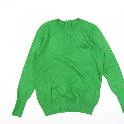 Savida Women's Green Crew Neck Button Detail Jumper Size 12