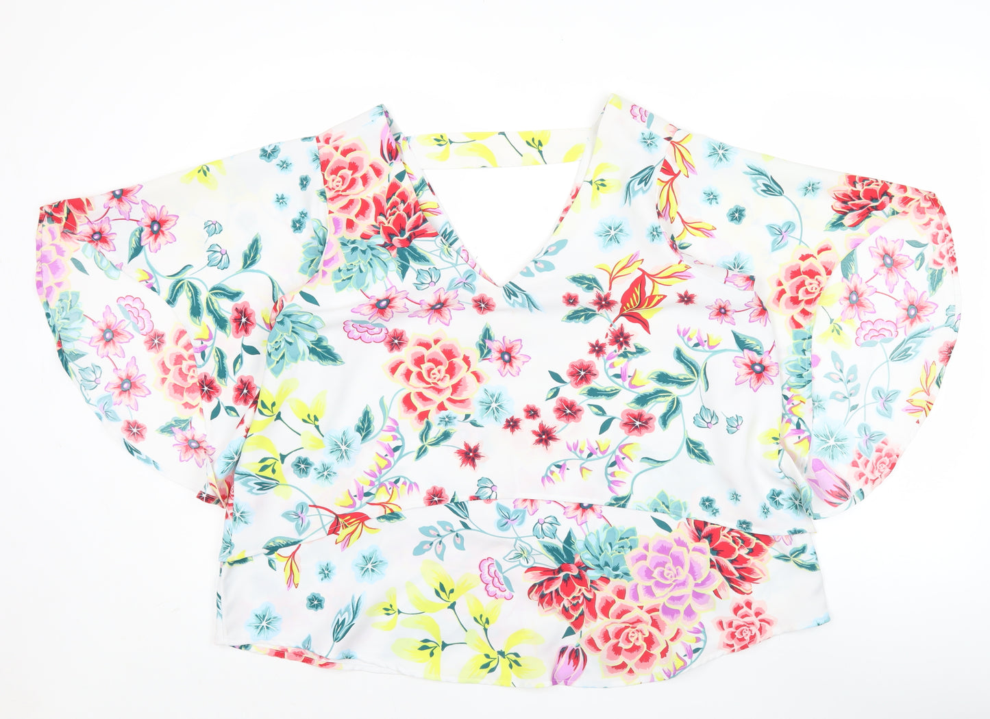 Marks and Spencer Womens Multicoloured Floral V-Neck Tunic Blouse Size 16