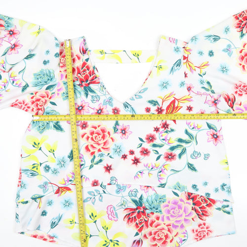 Marks and Spencer Womens Multicoloured Floral V-Neck Tunic Blouse Size 16