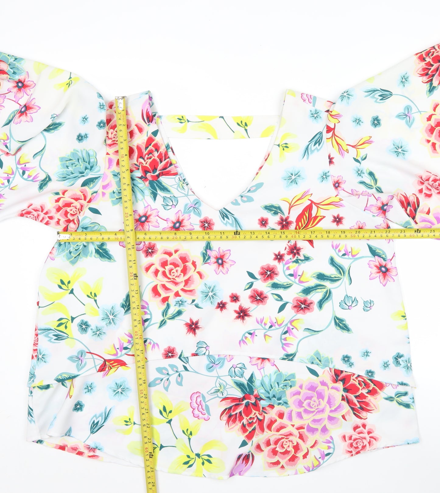 Marks and Spencer Womens Multicoloured Floral V-Neck Tunic Blouse Size 16