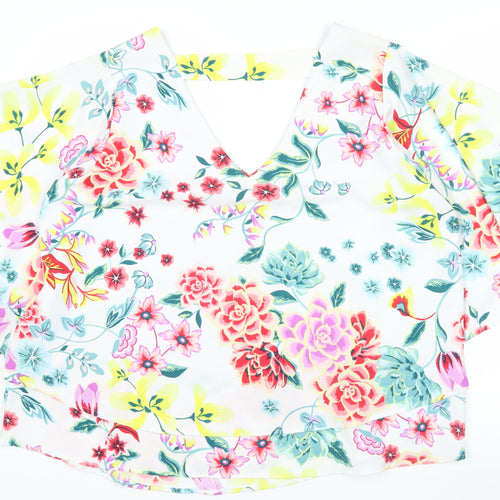 Marks and Spencer Womens Multicoloured Floral V-Neck Tunic Blouse Size 16
