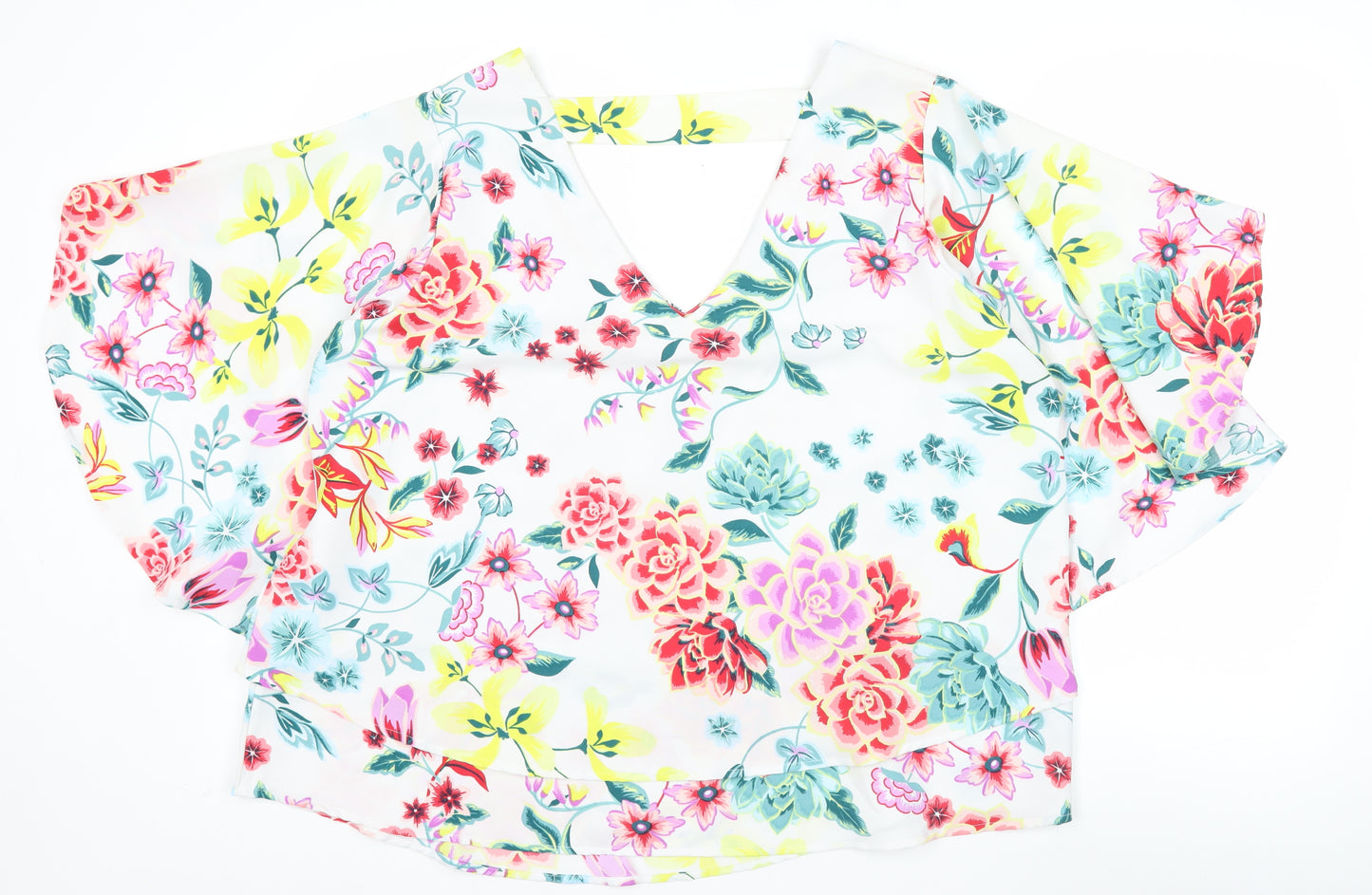 Marks and Spencer Womens Multicoloured Floral V-Neck Tunic Blouse Size 16