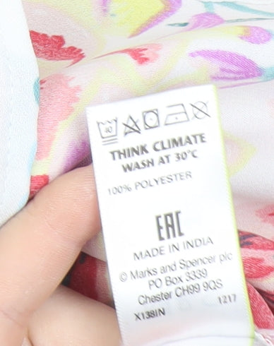 Marks and Spencer Womens Multicoloured Floral V-Neck Tunic Blouse Size 16