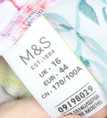 Marks and Spencer Womens Multicoloured Floral V-Neck Tunic Blouse Size 16