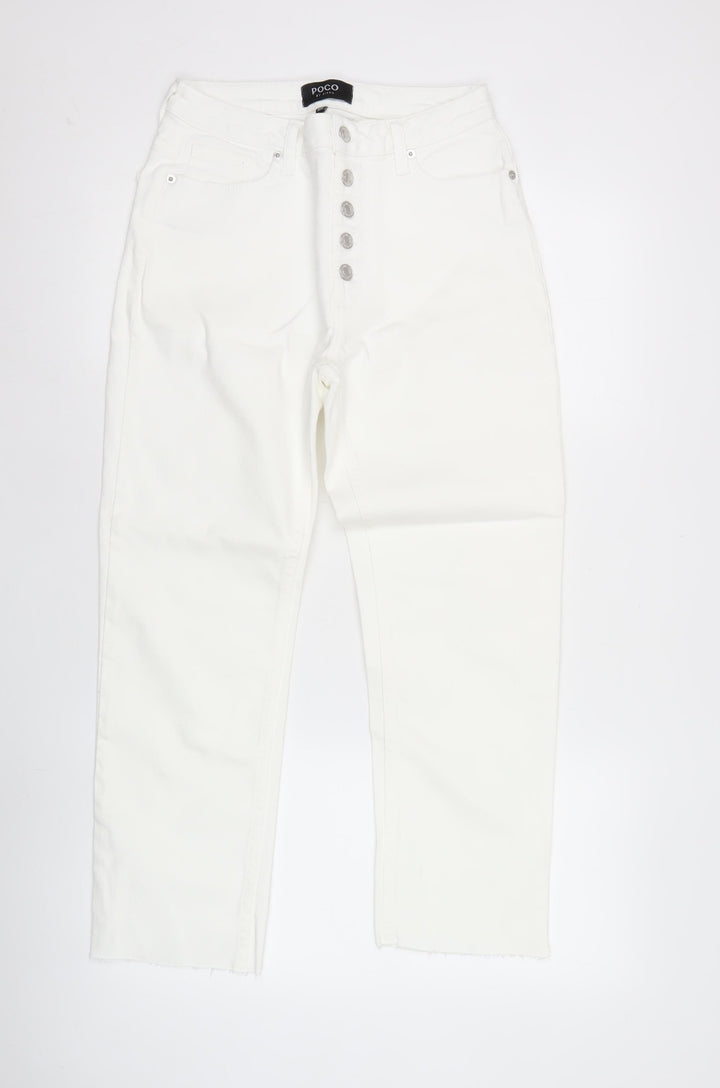 POCO by Pippa Womens White Straight Leg Crop Jeans Size 10S