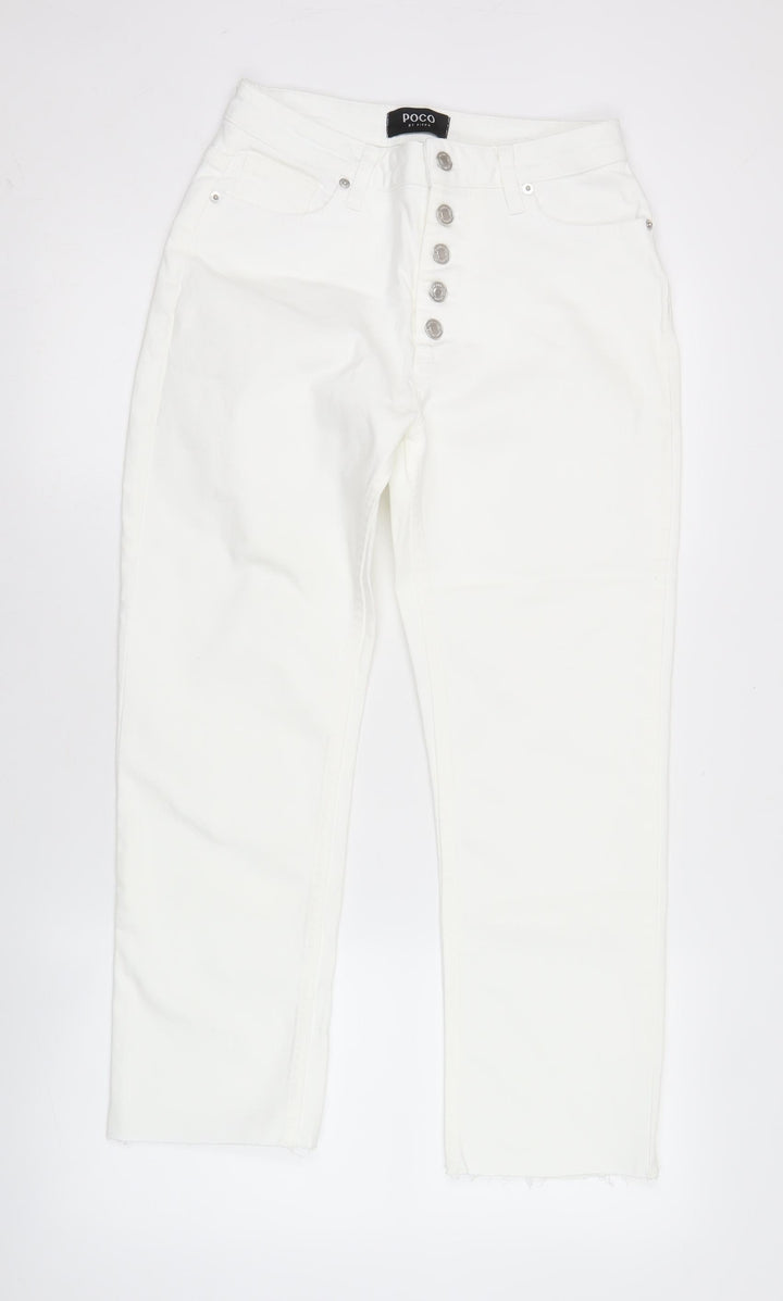 POCO by Pippa Womens White 10S Cropped Straight Leg Jeans