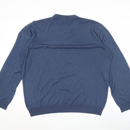 Marks and Spencer Men’s Blue 2XL V-Neck Acrylic Jumper Regular Fit