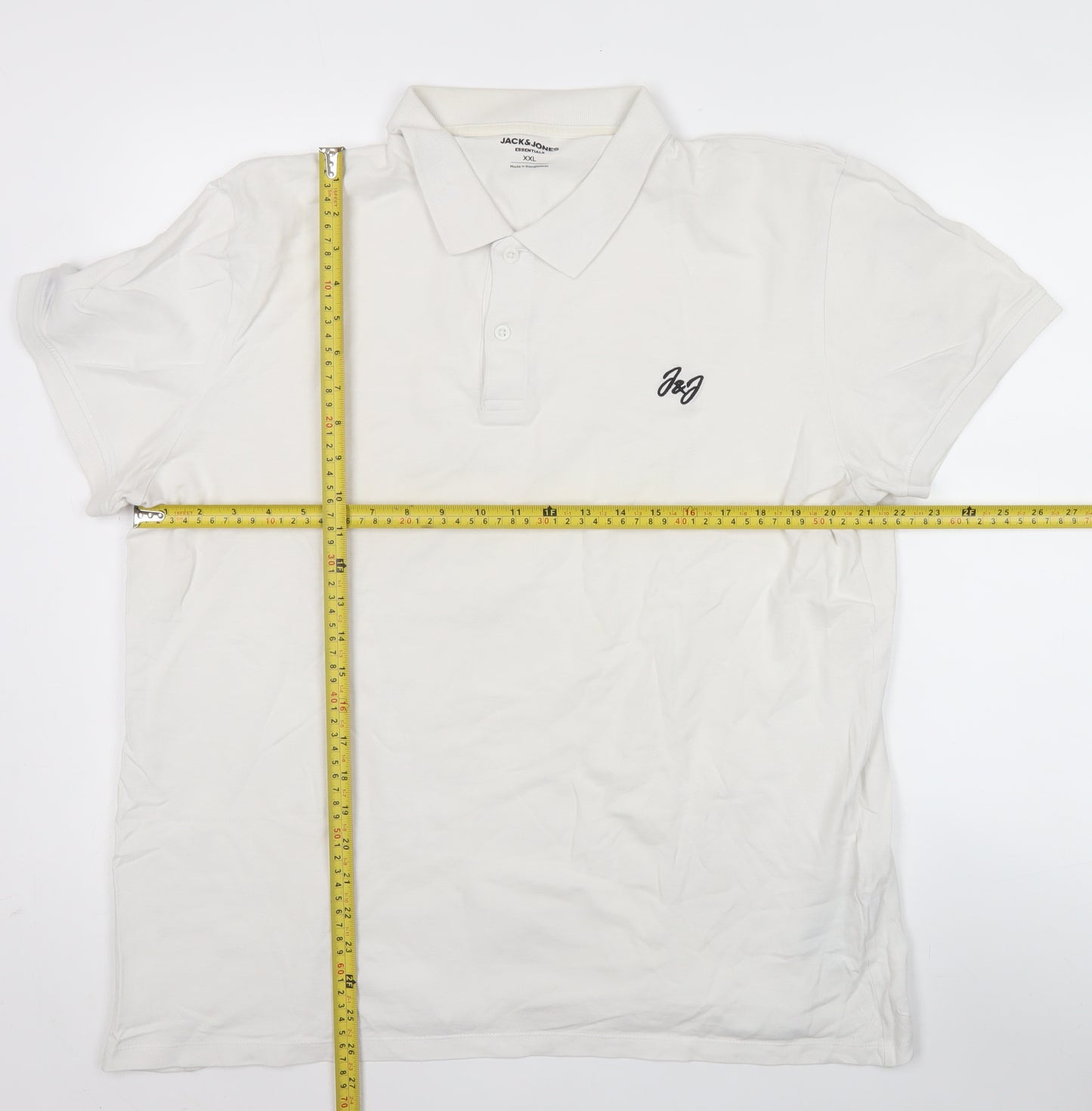 Jack & Jones Men’s White 2XL Short Sleeve Cotton Polo Shirt