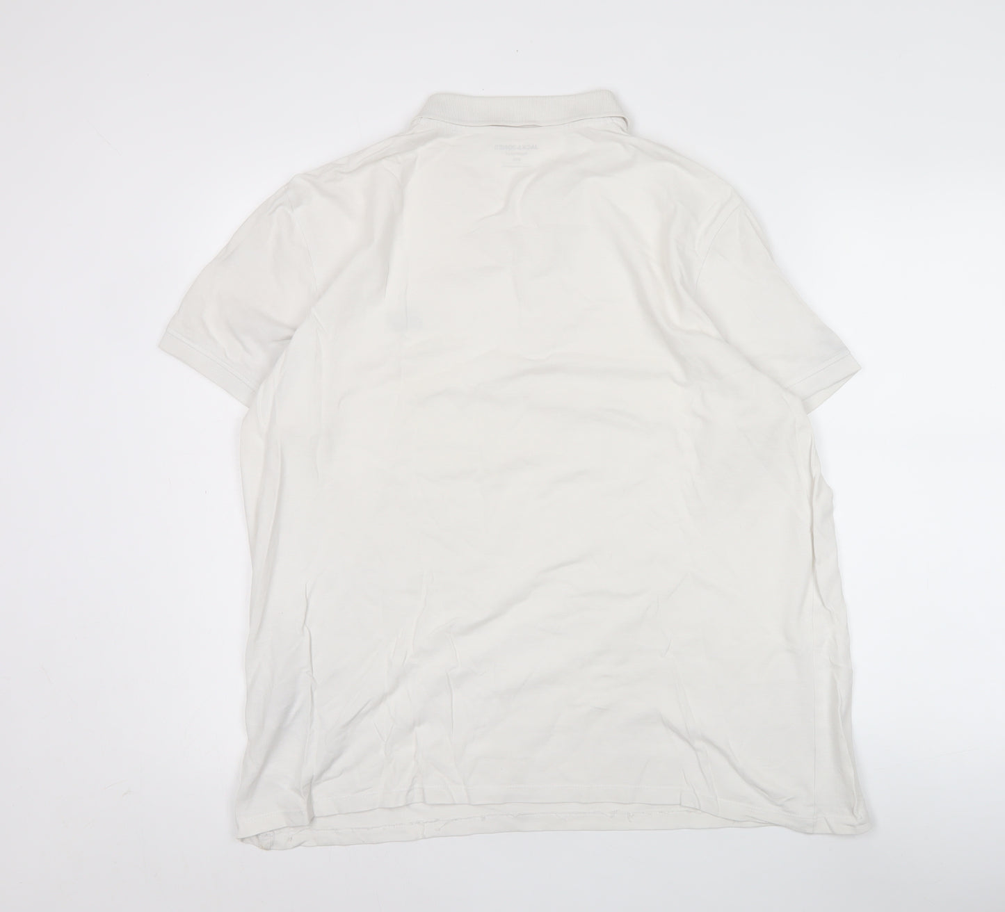 Jack & Jones Men’s White 2XL Short Sleeve Cotton Polo Shirt