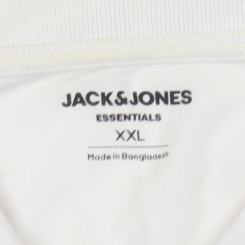 Jack & Jones Men’s White 2XL Short Sleeve Cotton Polo Shirt