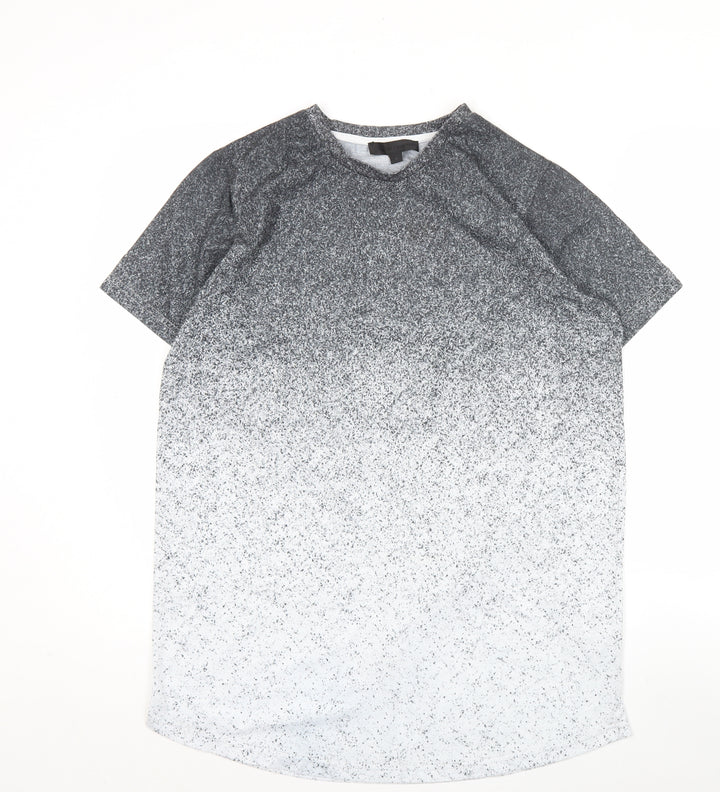 Maison Cingara Men's Grey Ombre Crew Neck Short Sleeve T-Shirt M