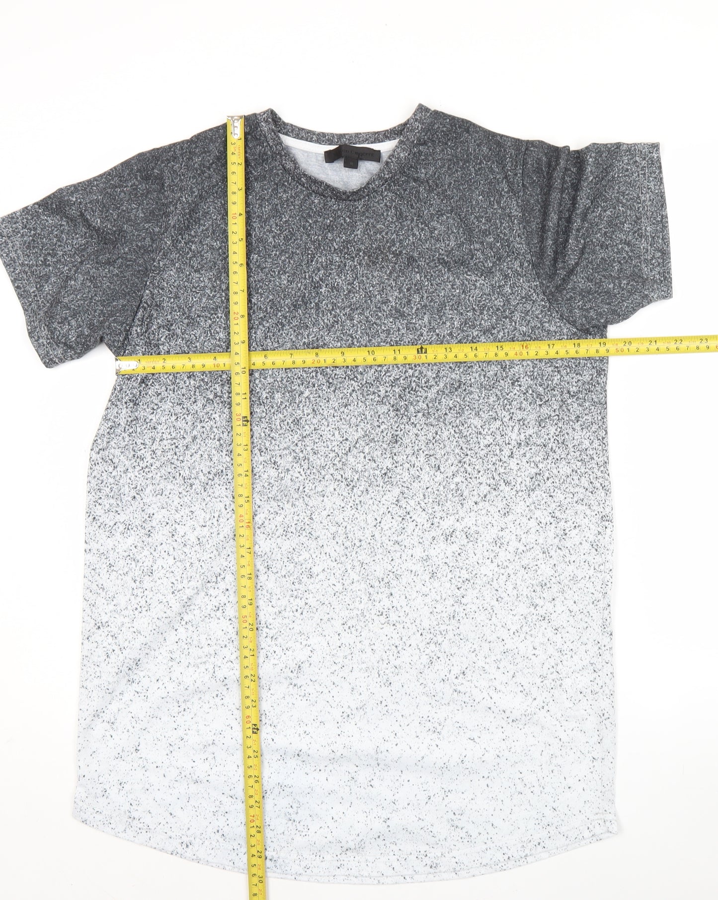 Maison Cingara Men's Grey Ombre Crew Neck Short Sleeve T-Shirt M