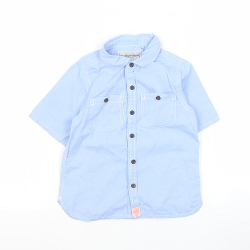 Next Boys Blue Button-Up Short Sleeve Cotton Shirt 2-3 Years