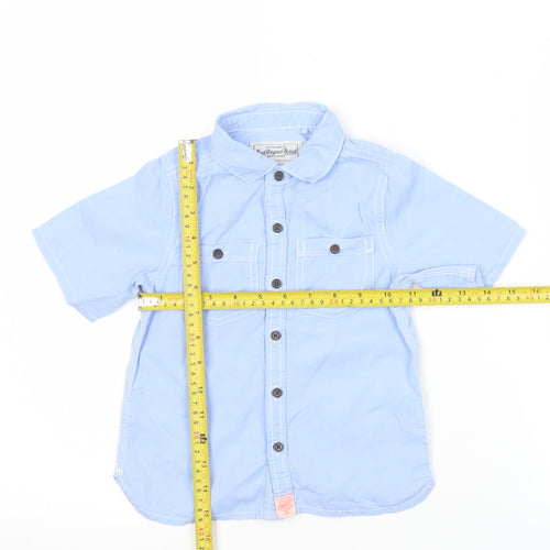 Next Boys Blue Button-Up Short Sleeve Cotton Shirt 2-3 Years