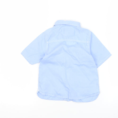 Next Boys Blue Button-Up Short Sleeve Cotton Shirt 2-3 Years