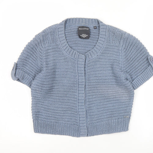 Marc O'Polo Women Blue Short Sleeve Knit Cardigan Size M Cotton Blend