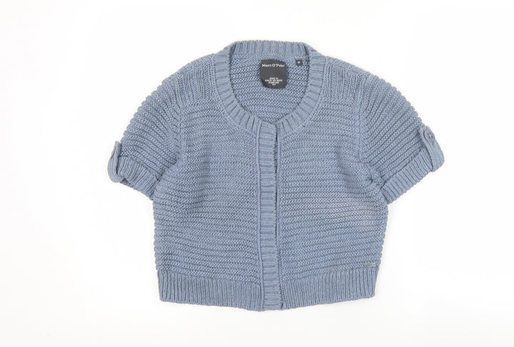 Marc O'Polo Women Blue Short Sleeve Knit Cardigan Size M Cotton Blend