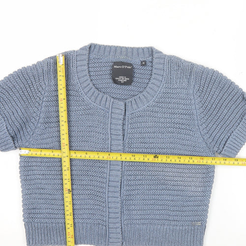 Marc O'Polo Women Blue Short Sleeve Knit Cardigan Size M Cotton Blend