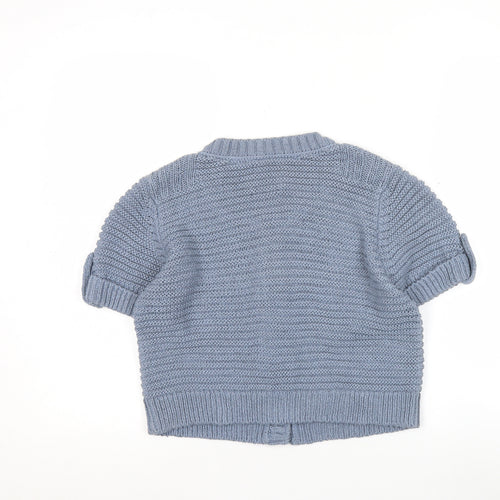 Marc O'Polo Women Blue Short Sleeve Knit Cardigan Size M Cotton Blend