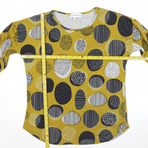 Mudflower Womens Yellow Geometric Long Sleeve Pullover Jumper Size 10