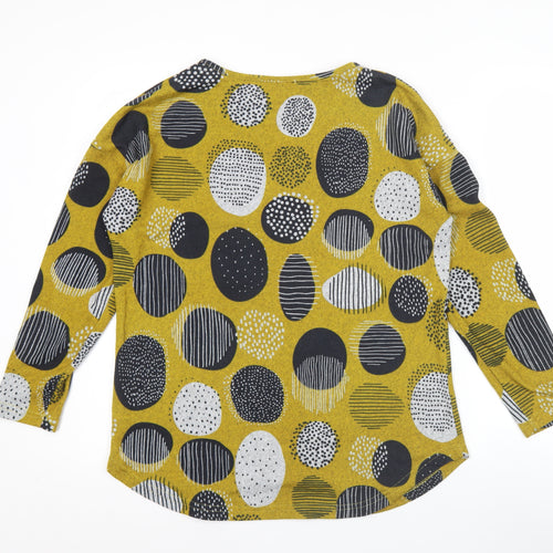 Mudflower Womens Yellow Geometric Long Sleeve Pullover Jumper Size 10
