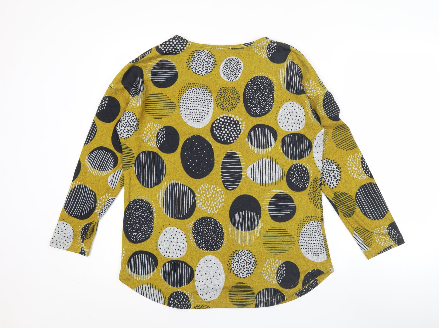 Mudflower Womens Yellow Geometric Long Sleeve Pullover Jumper Size 10