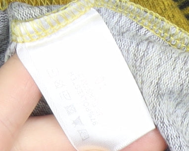 Mudflower Womens Yellow Geometric Long Sleeve Pullover Jumper Size 10