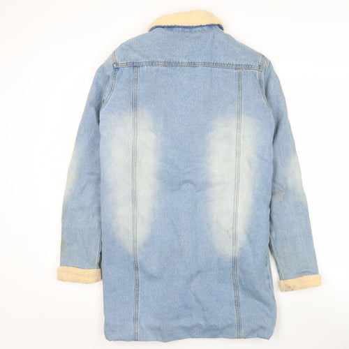 Momokrom Men Blue Denim Long Sherpa Coat Jacket Size S