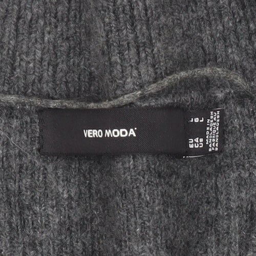 Vero Moda Women Grey V-Neck Button Knit Cardigan Jumper M
