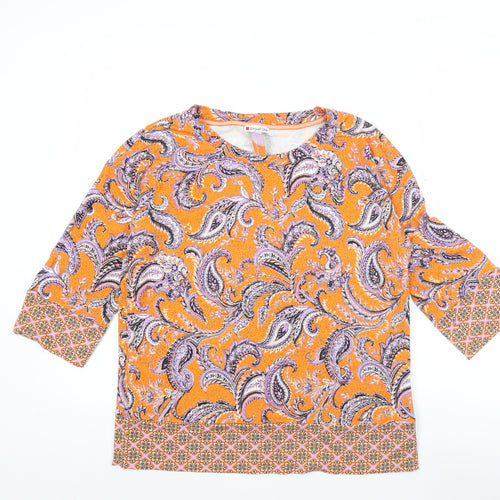 Street One Women’s Orange Paisley Tunic Top Size 10 3/4 Sleeve