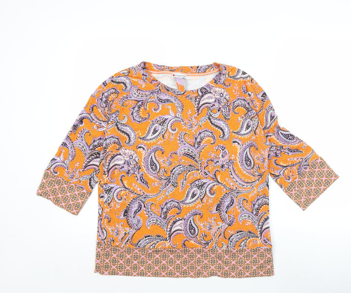 Street One Women’s Orange Paisley Tunic Top Size 10 3/4 Sleeve