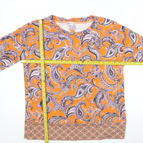 Street One Women’s Orange Paisley Tunic Top Size 10 3/4 Sleeve