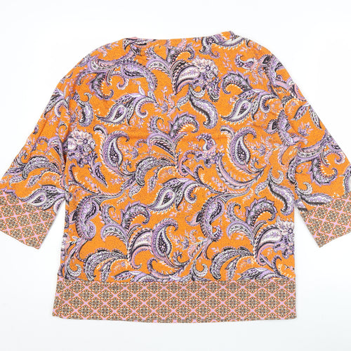 Street One Women’s Orange Paisley Tunic Top Size 10 3/4 Sleeve