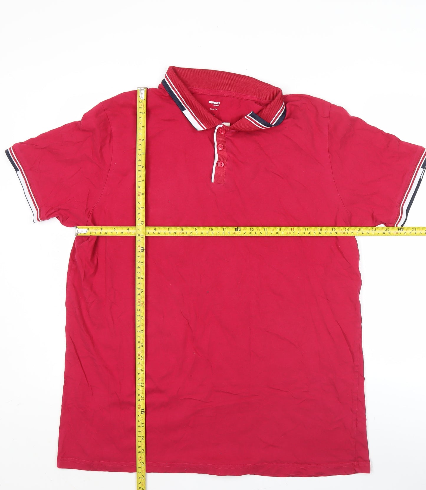 Dunnes Stores Men's Red Slim Fit Cotton Polo Shirt 2XL
