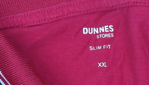 Dunnes Stores Men's Red Slim Fit Cotton Polo Shirt 2XL
