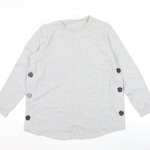 Savida Women Grey Button Detail Pullover Sweatshirt Small UK 10