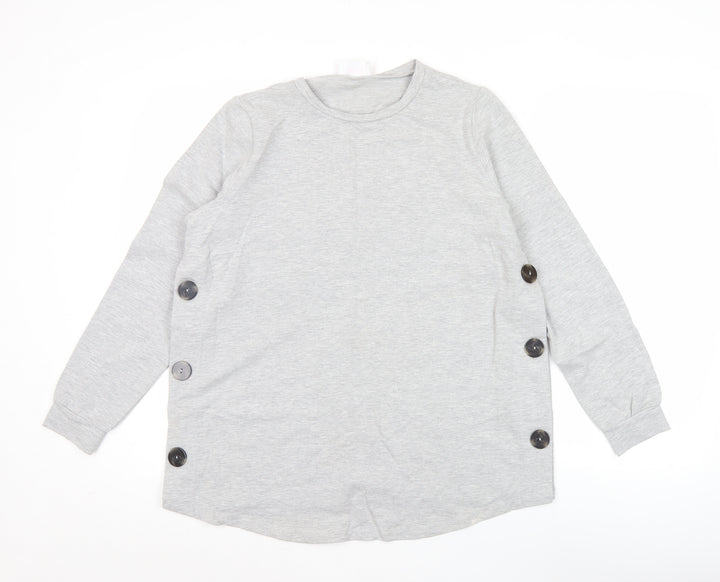 Savida Women Grey Button Detail Pullover Sweatshirt Small UK 10