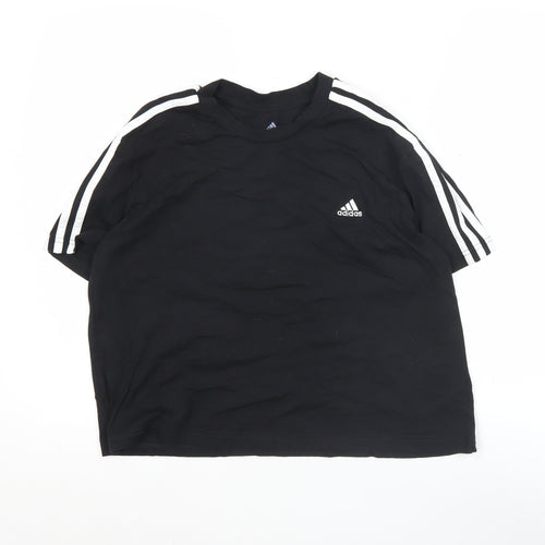 Adidas Women Black L Basic Short Sleeve Cotton T-Shirt