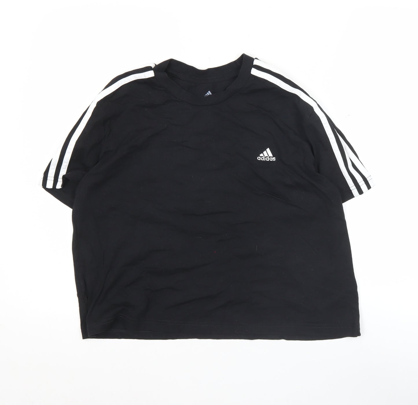 Adidas Women Black L Basic Short Sleeve Cotton T-Shirt