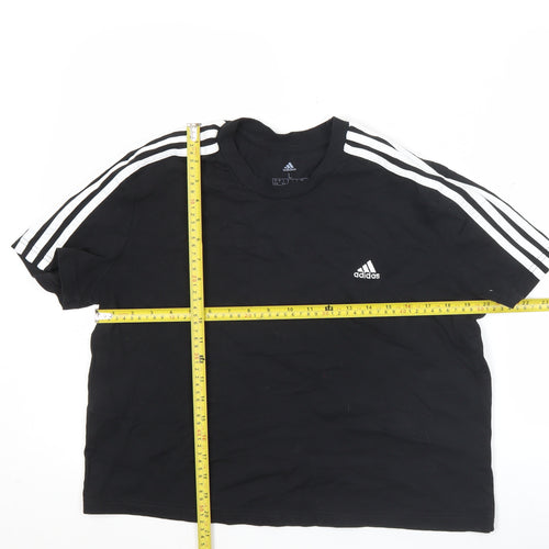 Adidas Women Black L Basic Short Sleeve Cotton T-Shirt