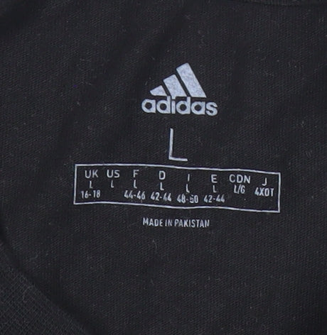 Adidas Women Black L Basic Short Sleeve Cotton T-Shirt