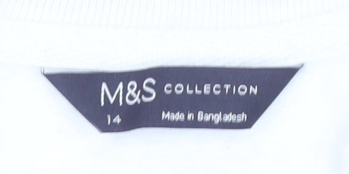 Marks and Spencer Women Beige White 1/2 Zip Striped Sweatshirt Size 14