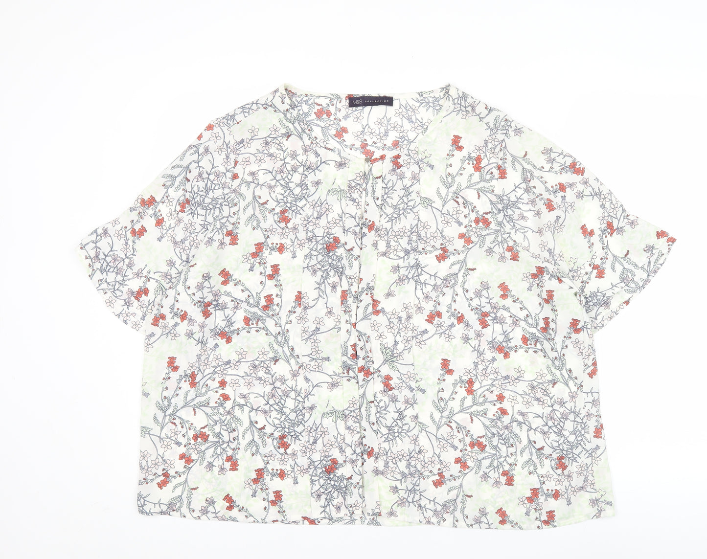 Marks and Spencer Women’s Multicoloured Floral Short Sleeve Blouse UK 22