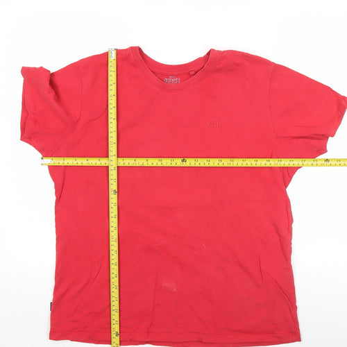 Diesel Men's Red Crew Neck Cotton T-Shirt Size L