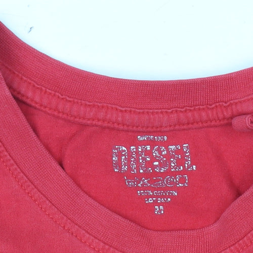 Diesel Men's Red Crew Neck Cotton T-Shirt Size L
